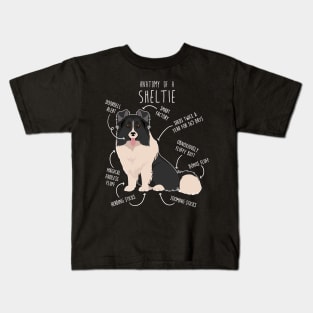 Bi Black Sheltie Shetland Sheepdog Anatomy Kids T-Shirt